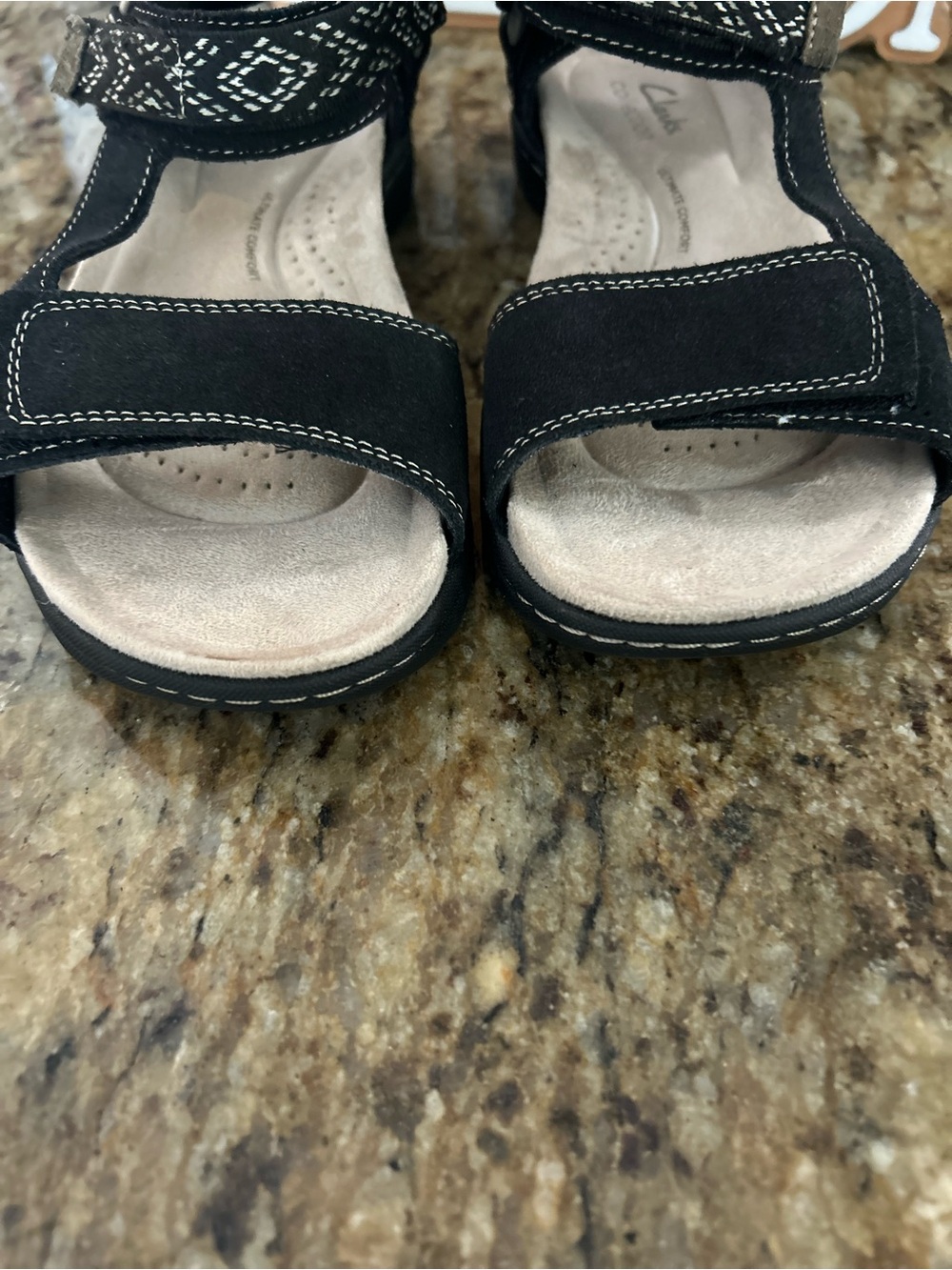 Clarks Black Open-Toe Adjustable Sandals - Picture 2 of 9
